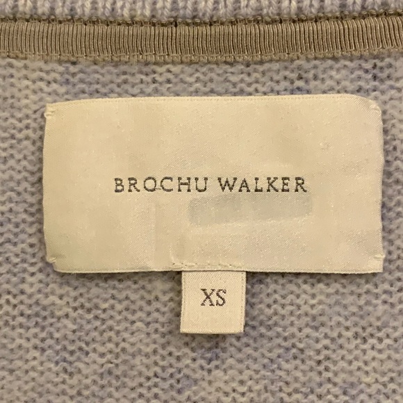 Brochu Walker Wool Cashmere Blend Split Neck Pullover Sweater Size XS Blue - Picture 9 of 12